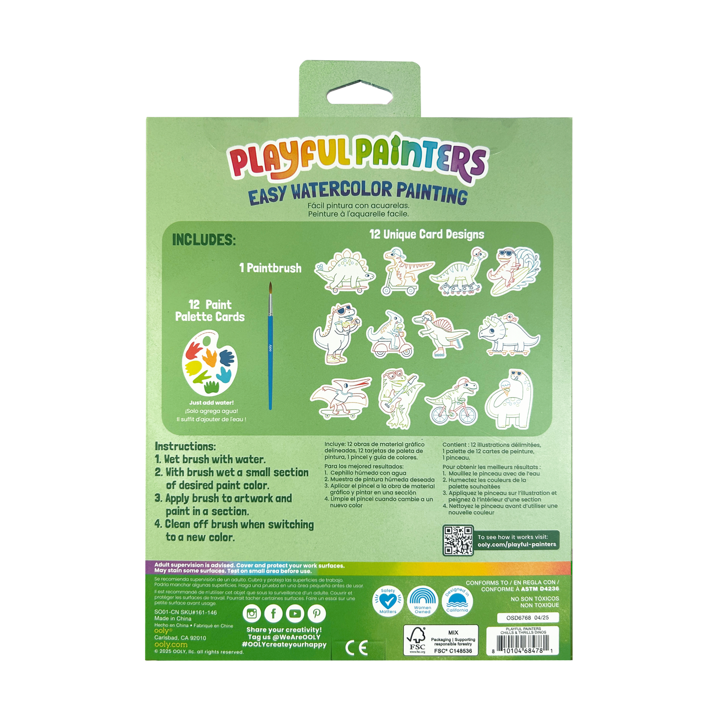 Playful Painters Easy Watercolor Painting Kit - Chills & Thrills Dinos