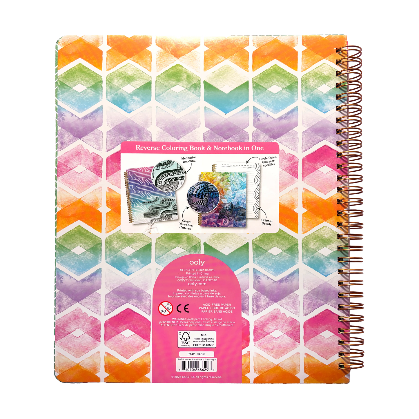 Artful Notes Reverse Coloring Notebook - Geoscape
