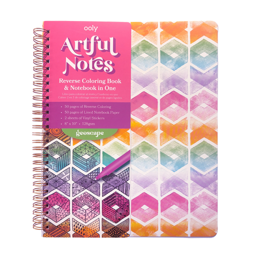 Artful Notes Reverse Coloring Notebook - Geoscape
