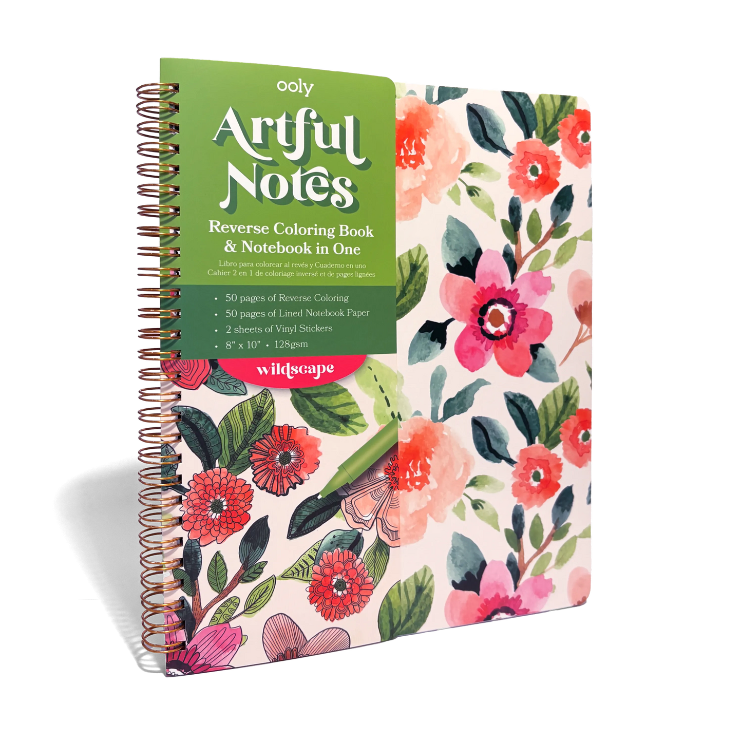 Artful Notes Reverse Coloring Notebook - Wildscape