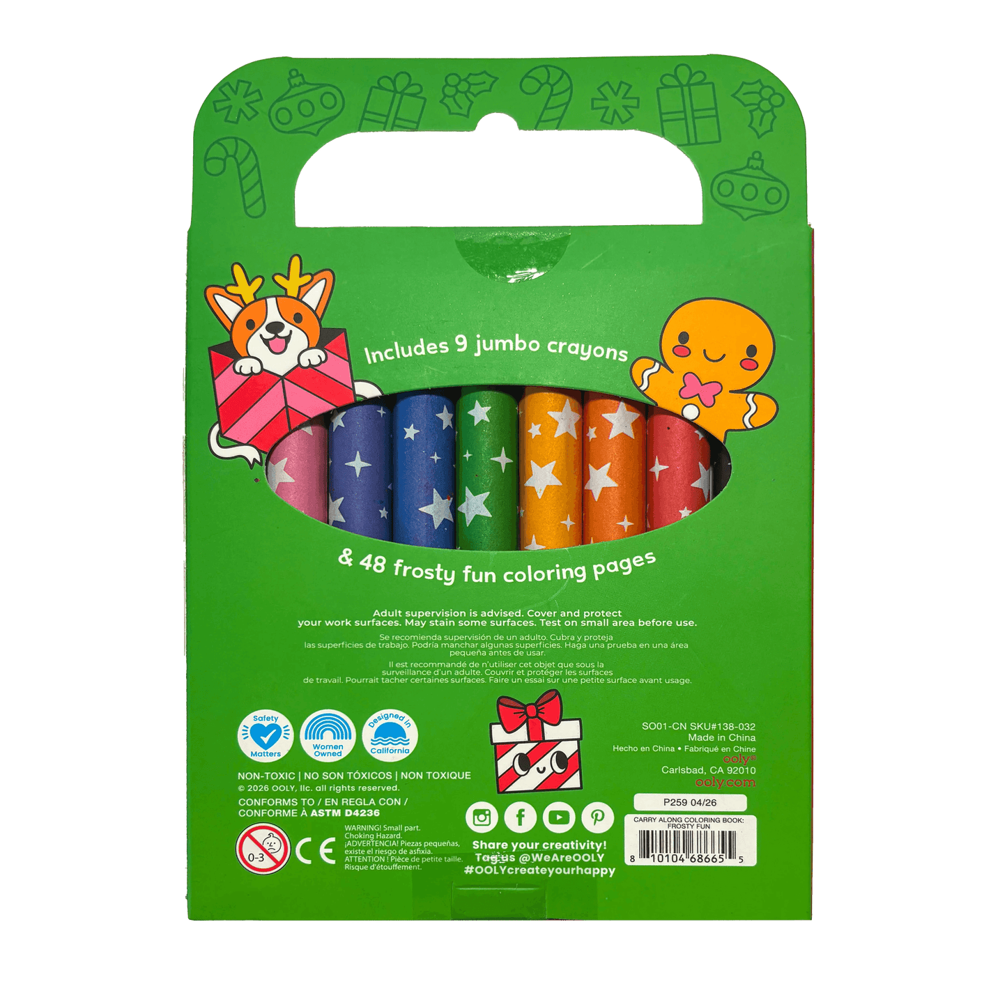 Carry-Along! Coloring Book and Crayon Set - Frosty Fun - Set of 9 Crayons