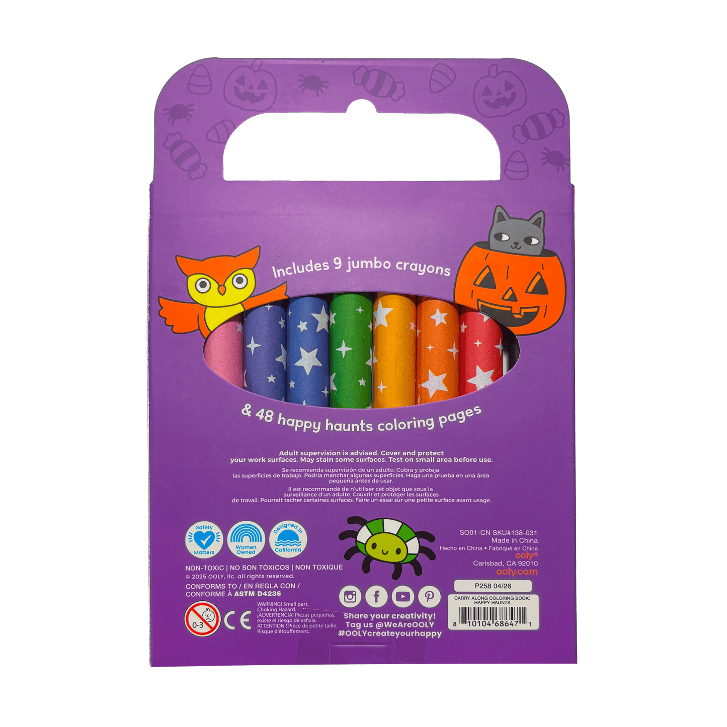 Carry-Along! Coloring Book and Crayon Set - Happy Haunts - Set of 9 Crayons