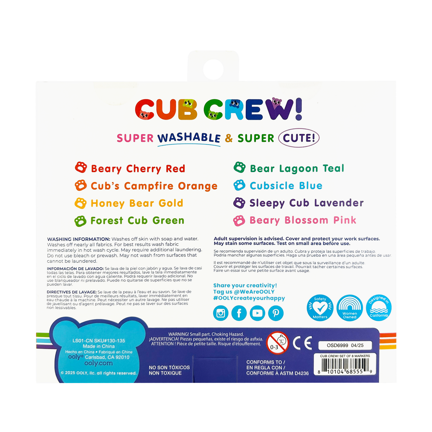 Cub Crew Washable Markers - Set of 8