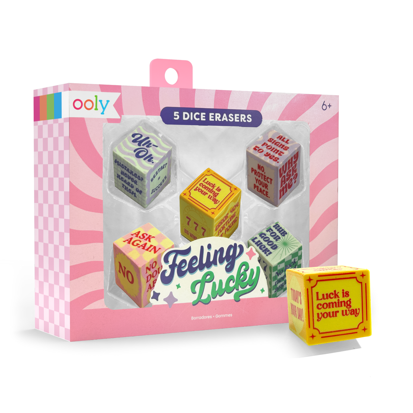 Feeling Lucky Dice Erasers - Set of 5