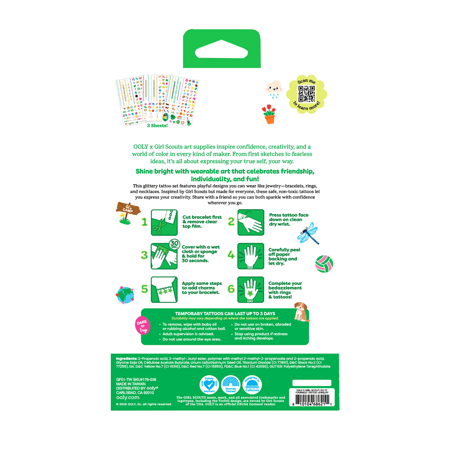 OOLY x Girl Scouts DIY Temporary Tattoo Jewelry - 3 Sheets