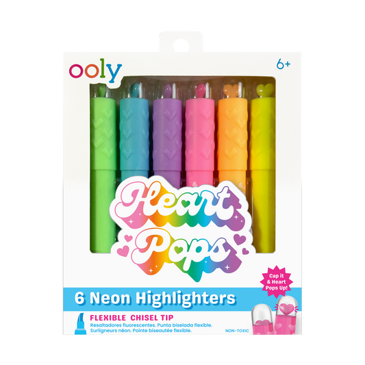 Heart Pops Neon Highlighters - Set of 6