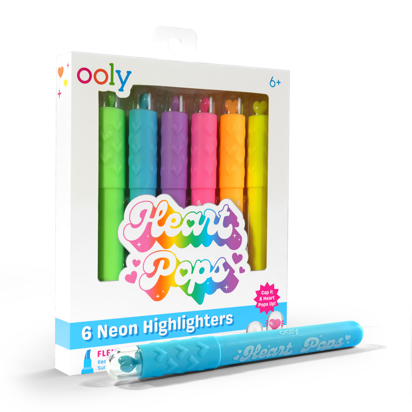 Heart Pops Neon Highlighters - Set of 6