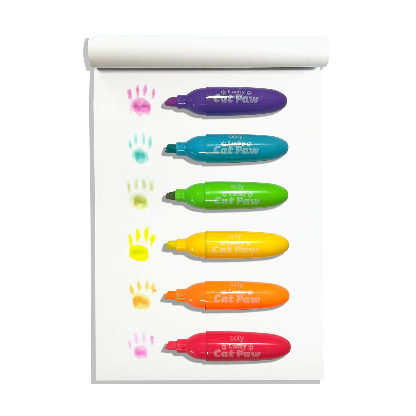 Lucky Cat Paw Scented Neon Highlighters - Set of 6