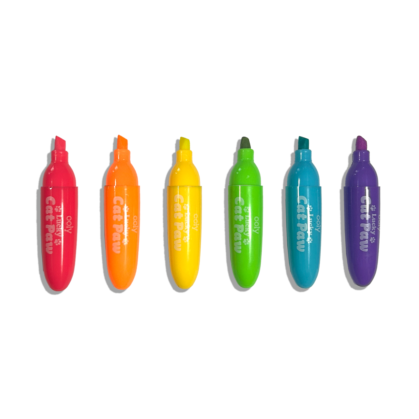 Lucky Cat Paw Scented Neon Highlighters - Set of 6