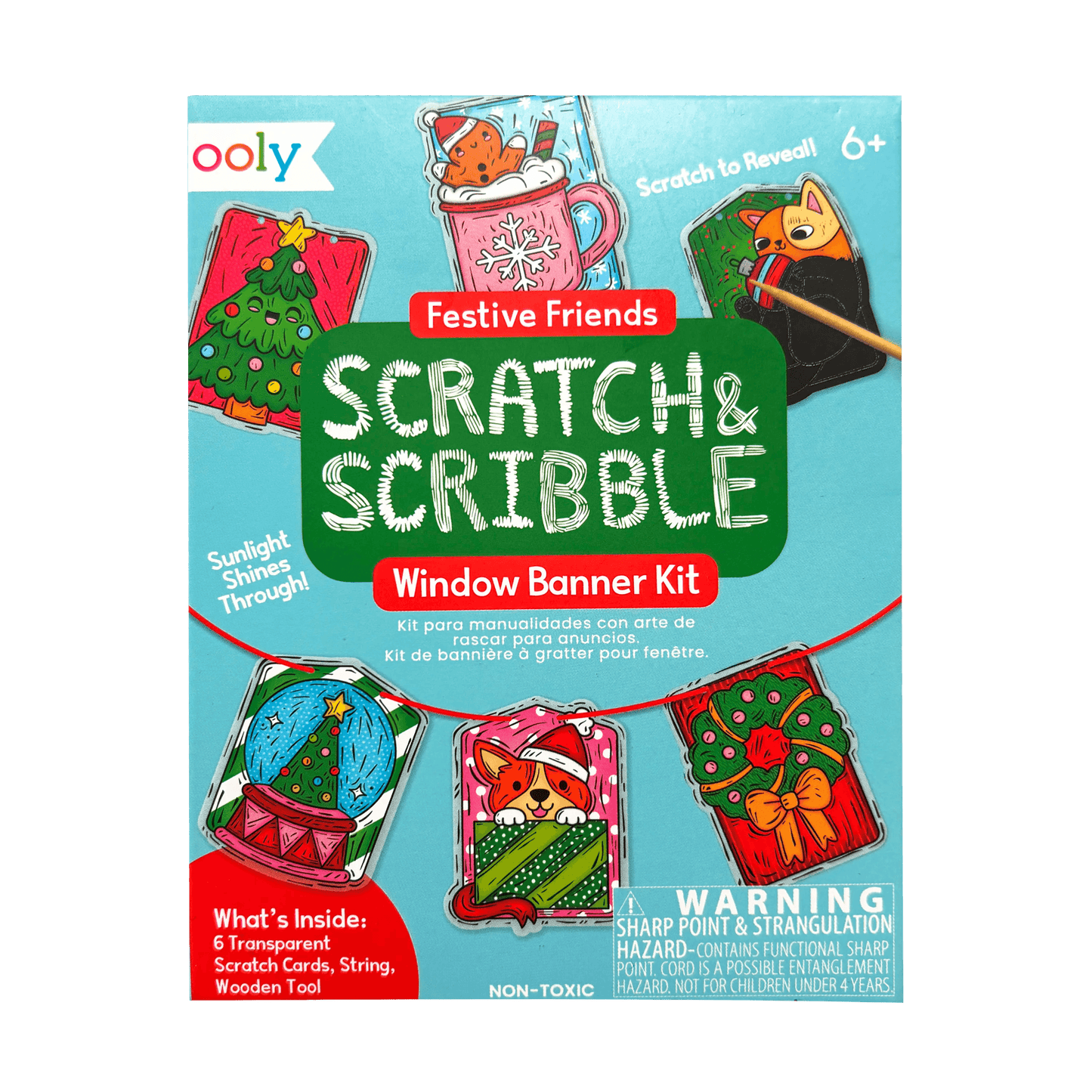 Scratch & Scribble Mini Window Banner Kit - Festive Friends