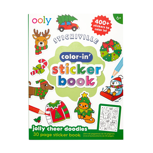 Stickiville Color-In' Sticker Book - Jolly Cheer Doodles - 400+ Stickers